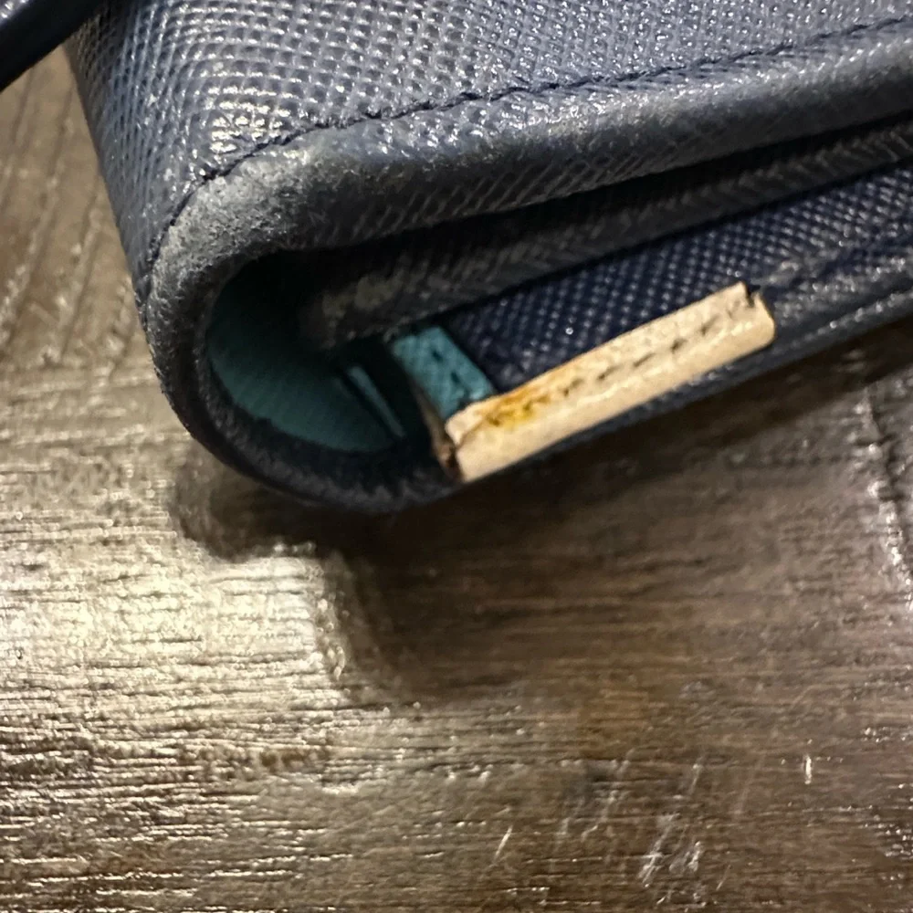 Prada Navy Saffiano Continental Wallet with Gold Logo Stunning interior ❤️ - Picture 4 of 12